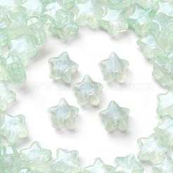 明るい透明なアクリルビーズ  キラキラビーズ  暗闇で光る  スター  グリーン  10x11x6mm  穴：2mm&nbsp;MACR-D024-24G