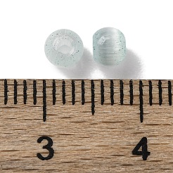 模造キャットアイガラスシードビーズ  ツートン  ラウンド  アクア  4x3mm  穴：1.2mm  約10g /セット  140個/セット&nbsp;X-GLAA-U006-01F