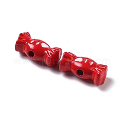 スプレープリントされた合金ビーズ  エナメル  キャンディ  クリムゾン  6.5x12.5x5mm  穴：1.6mm&nbsp;PALLOY-H134-54