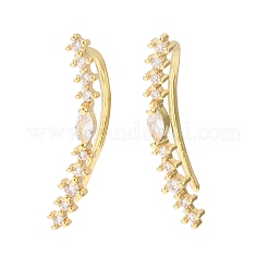 Brass Micro Pave Cubic Zirconia Stud Crawler Earrings&nbsp;KK-CBAA351-01G