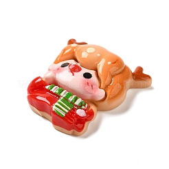 クリスマスシリーズ かわいい不透明樹脂デコデンカボション  鹿の角を持つ少年  人間  28x26x10mm&nbsp;RESI-B026-02F