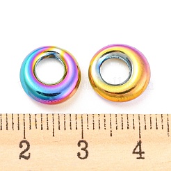 304ステンレススチールチャーム  リングチャーム  虹色  11x11x3.5mm  穴：5mm&nbsp;STAS-I202-28RC-B
