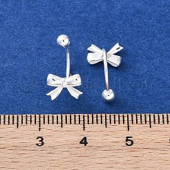 S999 ファインシルバースタッドピアス  蝶結び  銀  15x8.5mm&nbsp;EJEW-F356-02S