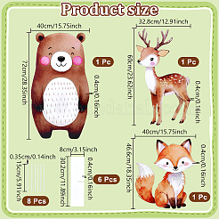 PP＆紙製装飾ガーデンステーク3個  クマとキツネとシカ  ミックスカラー  150~720x150~400x3.5~4mm&nbsp;DIY-WH0750-363