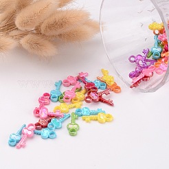 不透明なABカラーアクリルスケルトンキーペンダント  ミックスカラー  23x10x3mm  穴：3mm&nbsp;X-SACR-R697-M24