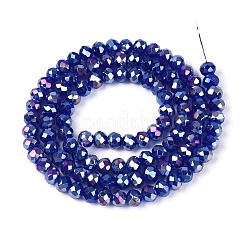 電気メッキガラスビーズ連売りを焼く  ABカラー  多面カット  ロンデル  ブルー  4x3mm  穴：1mm  約105~110個/連  38~39cm&nbsp;DGLA-A039-J4mm-B25