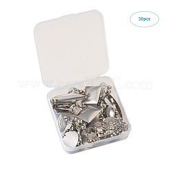 304ステンレススチールスタッドピアス金具  カン付き  フラットラウンド  形状をミックス  ステンレス鋼色  30個/箱&nbsp;STAS-TA0004-72P