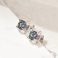 925 Sterling Silver Moissanite Rhinestone Stud Earrings&nbsp;EJEW-U042-02P