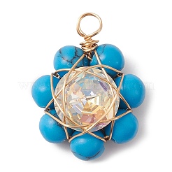 Natural & Synthetic Mixed Gemstone Flower Pendants&nbsp;PALLOY-JF02158