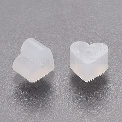 シリコン製ピアスキャッチ  ピアスバックキャッチ  ハート  ホワイト  5.2x5.7x3.5mm  穴：0.5mm&nbsp;LS-RESI-N028-01B