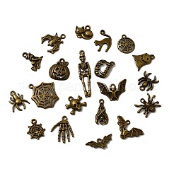 合金のチベット風チャーム  ハロウィーンのテーマ  アンティークブロンズ  9~39x9~23x2~5mm  穴：1.2~1.8mm&nbsp;PALLOY-D314-05AB