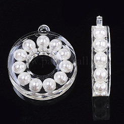 透明なアクリルパーツ  アブソリュートプラスチック模造パール  リング  ホワイト  36x31.5x8mm  穴：2mm&nbsp;LS-TACR-R146-013