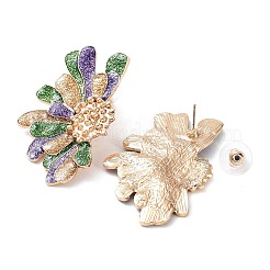カーニバルテーマのグリッター亜鉛合金スタッドピアス  花  カラフル  48.5x31mm&nbsp;EJEW-D087-02KCG