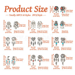 20Pcs 10 Styles Tibetan Style Alloy European Dangle Charms&nbsp;FIND-KS0001-30
