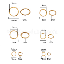 6スタイルのアイアンテクスチャ丸カン  オープン丸カン  ジュエリー作りのための  ゴールドカラー  7.5x1mm  内径：5.5mm  305個/箱&nbsp;IFIN-CJ0001-52