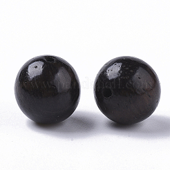 天然木のビーズ  ワックスをかけられた木製のビーズ  染め  ラウンド  ブラック  12mm  穴：1.8mm  約430個/500g&nbsp;WOOD-S666-12mm-02
