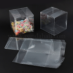 折り畳み式透明PVCボックス  グリッターメタリックリボン付き  透明  PVC ボックス: 10 個&nbsp;CON-BC0001-93