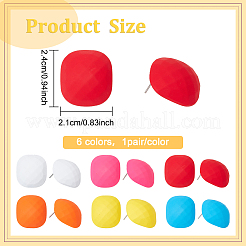 6 Pairs 6 Colors Textured Rectangle Acrylic Stud Earrings with 304 Stainless Steel Pins for Women&nbsp;EJEW-AN0003-73