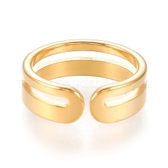 304ステンレススチールカフリング  オープンリング  クリアキュービックジルコニア  ゴールドカラー  サイズ6~9  内径：16~19mm&nbsp;RJEW-H129-01G