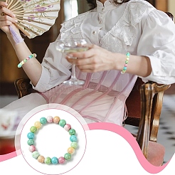 60Pcs 6 Colors Ombre Effect Dyed Crackle Glass Round Beads Strands&nbsp;GLAA-YW0003-60