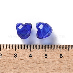 レジンヨーロピアンビーズ  ファセットピーチハートラージホールビーズ  ブルー  10.5x10.5x10.5mm  穴：5mm&nbsp;RESI-M001-04H