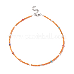Glass Seed Beaded Necklace for Women&nbsp;NJEW-JN04258