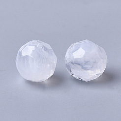 アクリルビーズ  天然石風  多面カット  ラウンド  クリア＆ホワイト  10mm  穴：1.6mm  約746個/410g&nbsp;LS-OACR-T006-186C-01