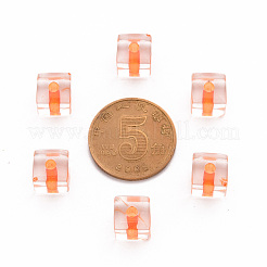 透明なアクリルビーズ  キューブ  オレンジ  8x7.5x7.5mm  穴：1.8mm  約900個/500g&nbsp;TACR-S154-12A-84