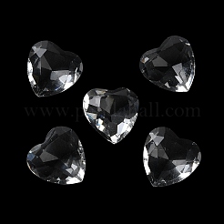 透明なガラスラインストーンカボション  多面カット  ハート  後ろ向き  透明  12x12x5.5mm&nbsp;RGLA-B003-03B-20