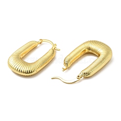 女性のための真鍮の長方形のフープピアス  鉛フリー＆カドミウムフリー  ゴールドカラー  33.5x21x6mm  ピン：0.6x1.2mm&nbsp;EJEW-A079-08G