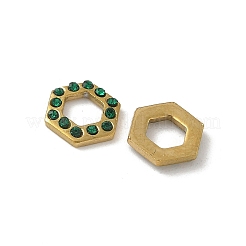 304ステンレススチールラインストーンカボション  イオンプレーティング（ip）  ゴールドカラー  六角  8.5x7.5x1.5mm&nbsp;STAS-A057-04G-B01