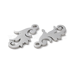 変色しない304ステンレススチールペンダント  手動研磨  リーフチャーム  ステンレス鋼色  17.5x10x1mm  穴：1.6mm&nbsp;STAS-Q303-16P