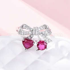 Brass Micro Pave Cubic Zirconia Cuff Rings for Women&nbsp;RJEW-A062-01P