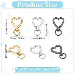 18Pcs 3 Colors Alloy Swivel Clasps&nbsp;FIND-UN0007-75