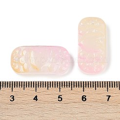 スプレー塗装された透明ガラスコネクタチャーム  カーブ長方形のリンク  パールピンク  25x12x6.5mm  穴：1.4mm&nbsp;GLAA-H035-06B