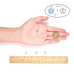 ライトゴールドプレートアロイエナメルチャーム  蝶  ミックスカラー  8x8.3x1.5mm  穴：1.2mm  30個/セット&nbsp;PALLOY-CJ0007-05