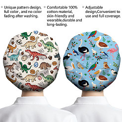 2Pcs 2 Styles Cotton Adjustable Printed Bouffant Hats Working Caps for Women Men&nbsp;AJEW-DR0002-48
