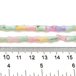 虹色に染められた天然淡水貝ビーズ連売り  ミックスカラー  竹  8x3mm  穴：0.5mm  約48個/連  15.16インチ（38.5cm）&nbsp;X1-SHEL-G018-02C