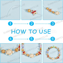 Ocean Theme DIY Synthetic Turquoise & Magnesite & Wood Beaded Stretch Bracelet Making Kits&nbsp;DIY-SC0028-47