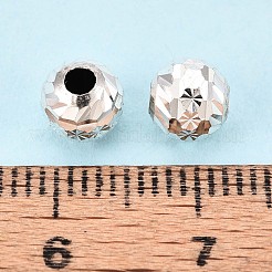 テクスチャ加工された925スターリングシルバービーズ  ラウンド  銀  6mm  穴：2mm&nbsp;STER-T008-45S-02