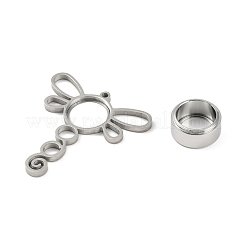 304ステンレススチールロケットビッグペンダント  ガラスと  トンボチャーム  ステンレス鋼色  50x47.5x10.5mm  穴：2.2mm&nbsp;STAS-S132-13P-01