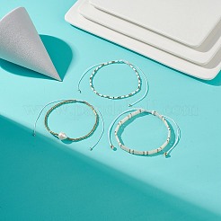 3ピース 3スタイル 天然パール&ガラスシードビーズ ストレッチブレスレットセット 女性用  ゴールド  内径：2-1/8~4インチ（5.4~10.1cm）  1個/スタイル&nbsp;BJEW-JB08889