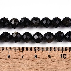 Natural Golden Sheen Obsidian Beads Strands&nbsp;G-S345-8mm-20