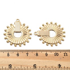 真鍮チャーム  ラウンド  長持ちメッキ  18KGP本金メッキ  35x31x1.5mm  穴：2mm&nbsp;KK-V003-12