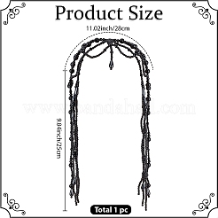 ブライダル用プラスチックビーズヘアチェーンハット1個  ブラック  250x280mm&nbsp;OHAR-GF0001-52A