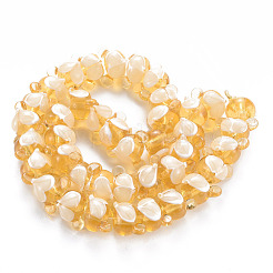 手作り凹凸柄ランプワークビーズ連売り  キツネ  ゴールデンロッド  12~13x17~19.5x15~16mm  穴：2.5mm  約40個/連  16.54インチ（42cm）&nbsp;LAMP-S194-016E