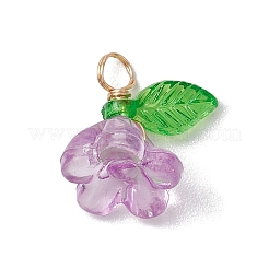 アクリルチャーム  金色の銅線付き  花  ミックスカラー  13.5x13x10.5mm  穴：3.5mm&nbsp;PALLOY-JF03079