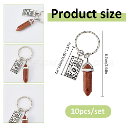 10Pcs Natural & Synthetic Gemstone Keychains&nbsp;KEYC-FH00105