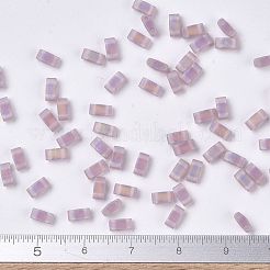 MIYUKIハーフティラビーズ  日本製シードビーズ  2の穴  (htl142fr) マットトランスペアレントスモーキーアメジストab  5x2.3x1.9mm  穴：0.8mm  約12500個/500g&nbsp;SEED-MY05-HTL142FR