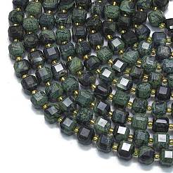 天然カンババジャスパービーズ連売り  シードビーズで  ファセットテーブルカットキューブ  8~9.3x8~9.3x8~9.3mm  穴：0.6mm  約38個/連  15.35''（39センチメートル）&nbsp;G-K389-A54-01